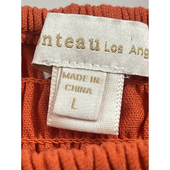 Monteau LA 2 Piece Smocked Tank Wide Leg Pants Burnt Orange Sz Large - Picture 4 of 10